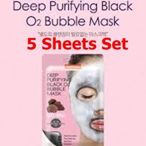 PUREDERM Deep Purifying Black O2 Bubble Facial Mask Sheet Detoxify Moisturizer